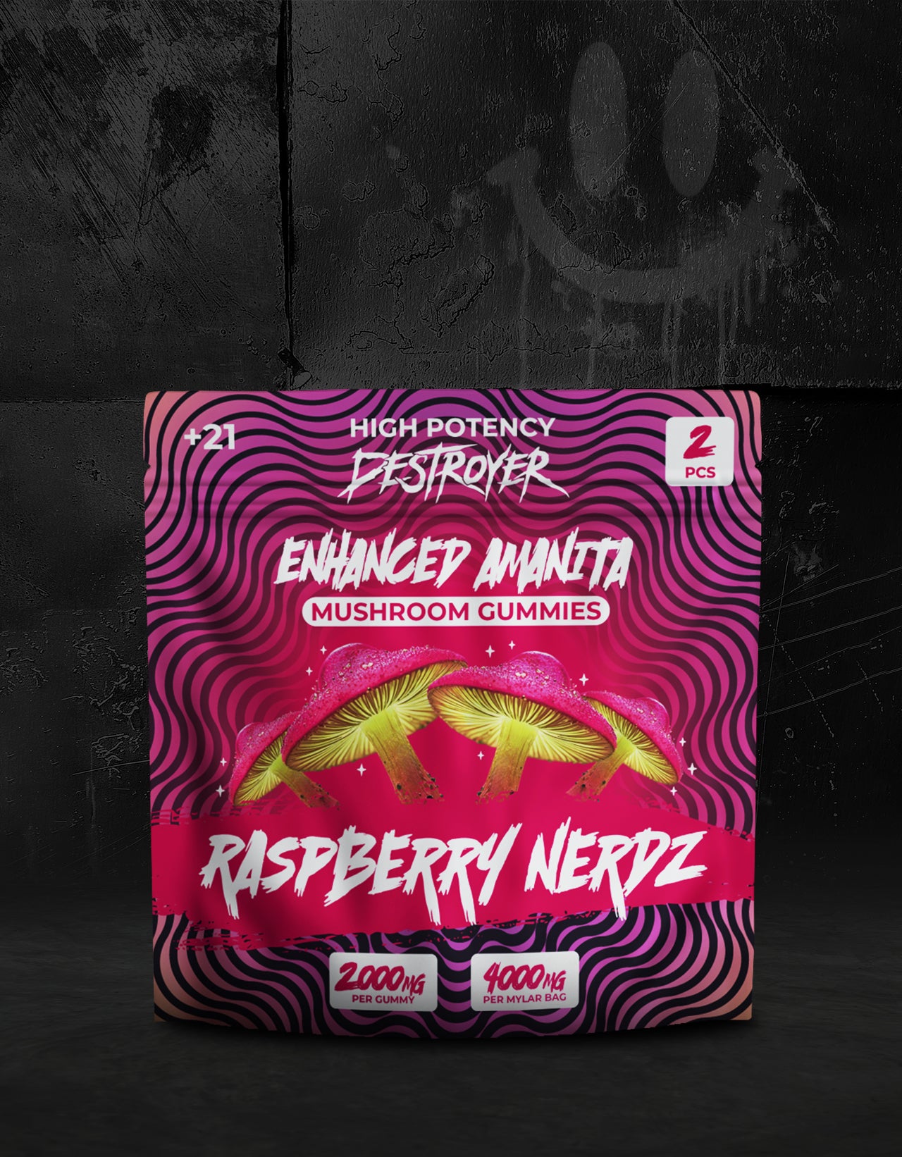 Mushroom Gummies 100CT Box: Sour Tropical, Blue Razz, Cotton Candy, Raspberry Nerdz, Strawnana