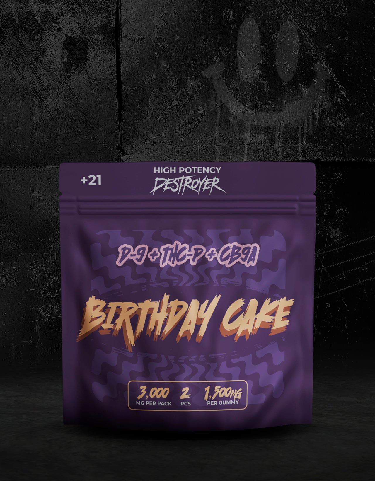 D9 + THC-P + CB9A 100CT Box: White Gummy, Peach, Blueberry, Cherry, Birthday Cake
