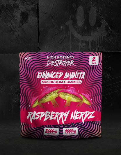 Mushroom Gummies 100CT Box: Sour Tropical, Blue Razz, Cotton Candy, Raspberry Nerdz, Strawnana