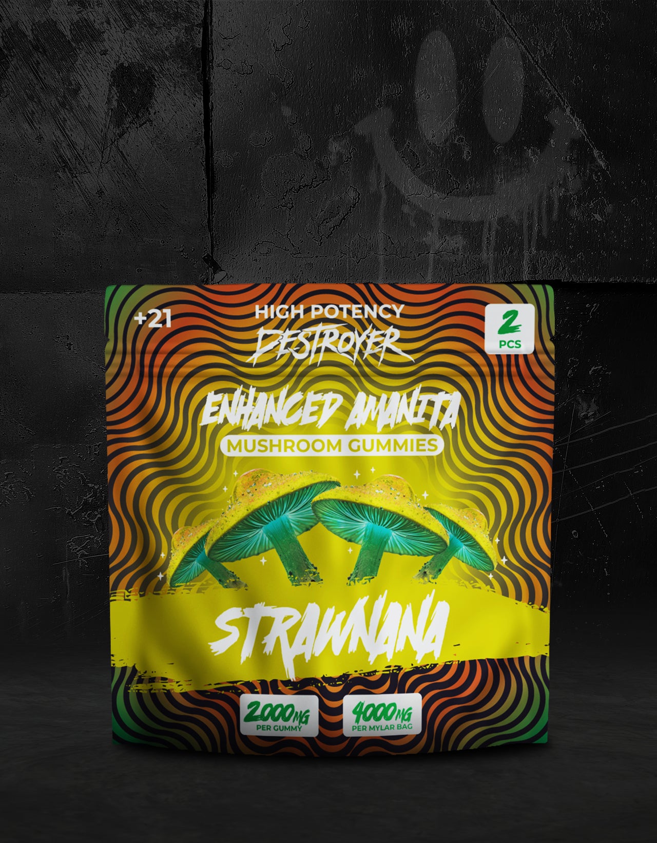 Mushroom Gummies 100CT Box: Sour Tropical, Blue Razz, Cotton Candy, Raspberry Nerdz, Strawnana