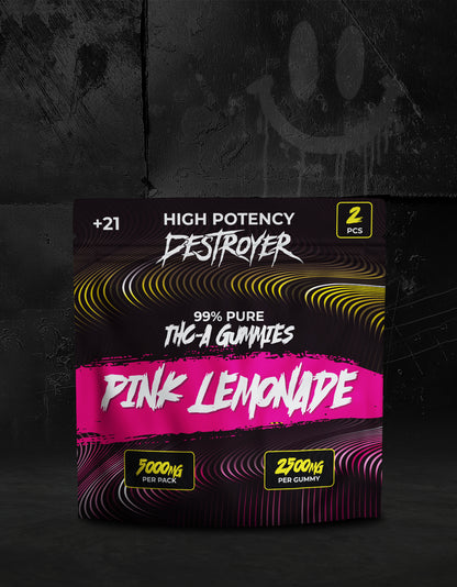 THC A Gummies 100CT Box: Pink Lemonade, Lychee | Strawberry Kiwi, Sour Apple, Mango